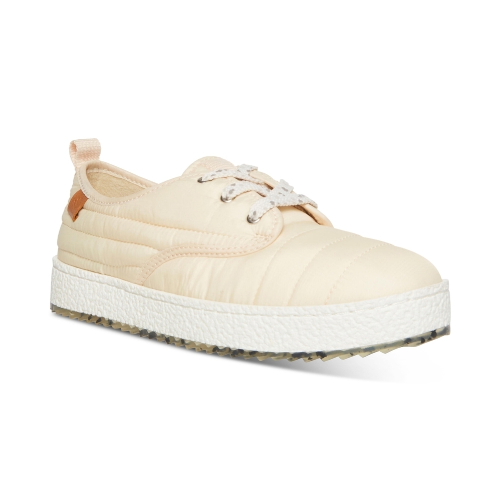 Cool Planet by Steve Madden Womens Lounge Lace Up Puffer Sneakers Ivory